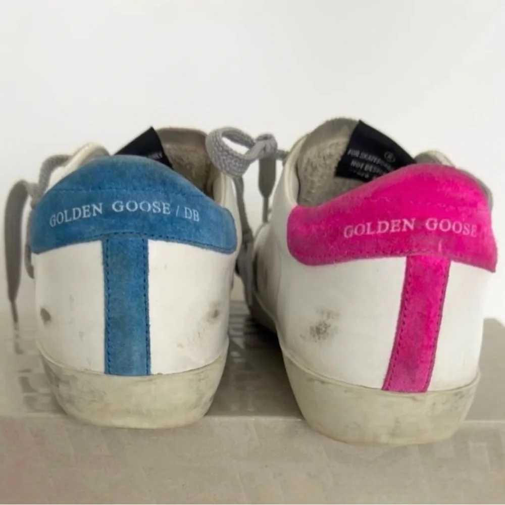 Golden Goose Women’s Superstar Limited Edition Mismatched Sneakers Blue Pink 7 - Picture 12 of 15